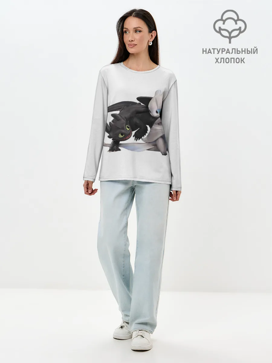 Лонгслив женский. Хлопок / Как приручить дракона