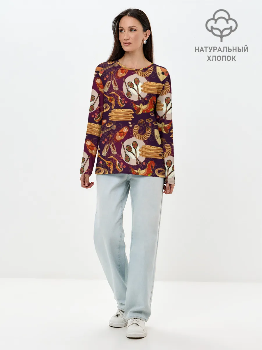 Лонгслив женский. Хлопок / Русские блины