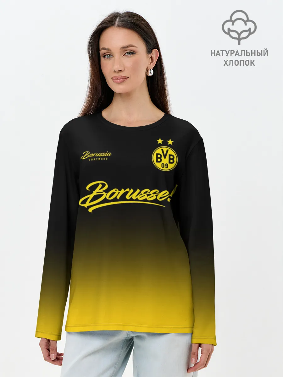 Лонгслив женский. Хлопок / Боруссия Дортмунд