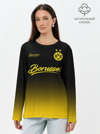 Лонгслив женский. Хлопок / Боруссия Дортмунд