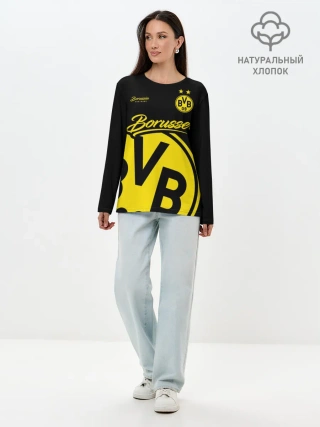 Лонгслив женский. Хлопок / Боруссия Дортмунд