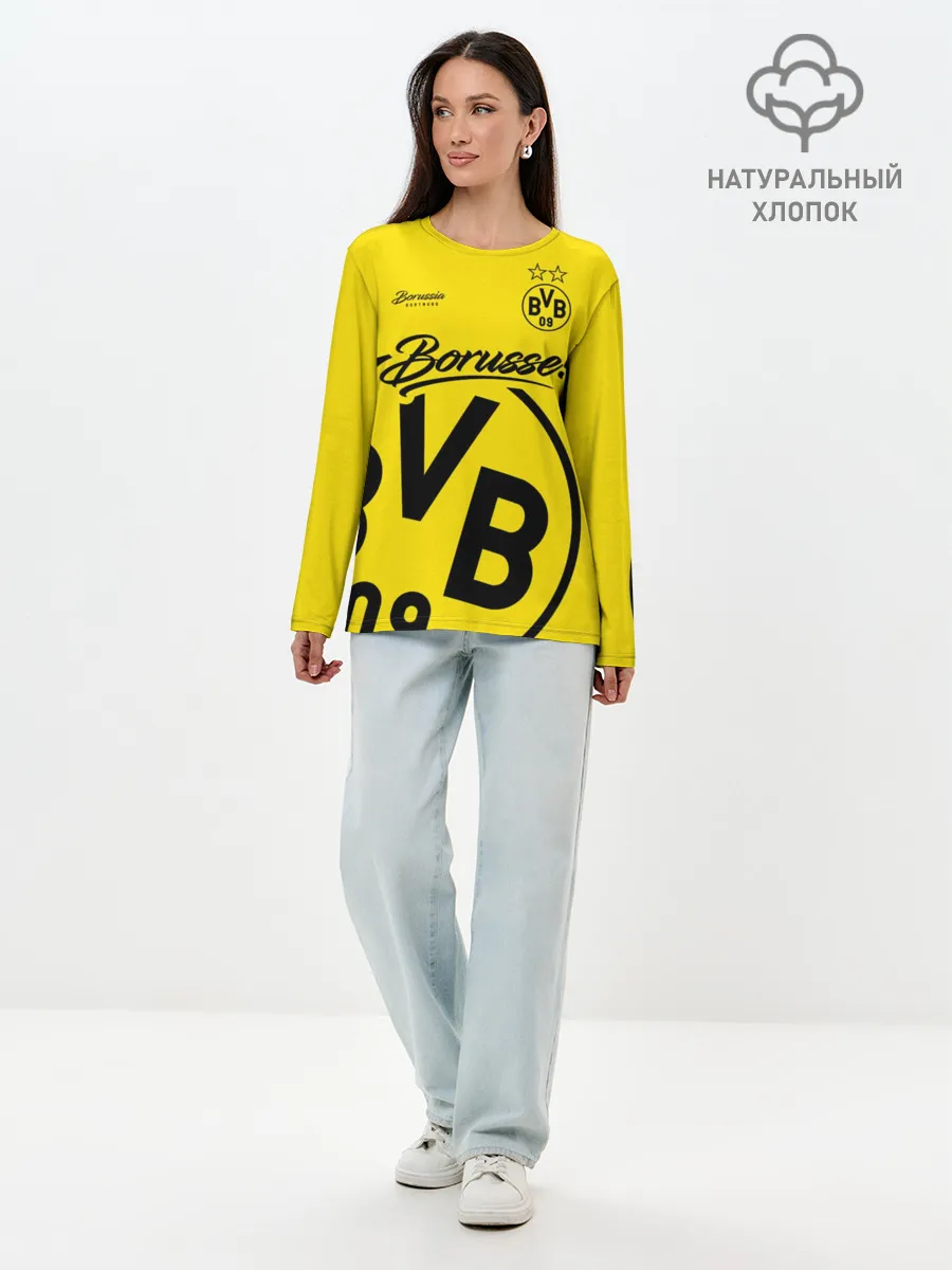 Лонгслив женский. Хлопок / Боруссия Дортмунд