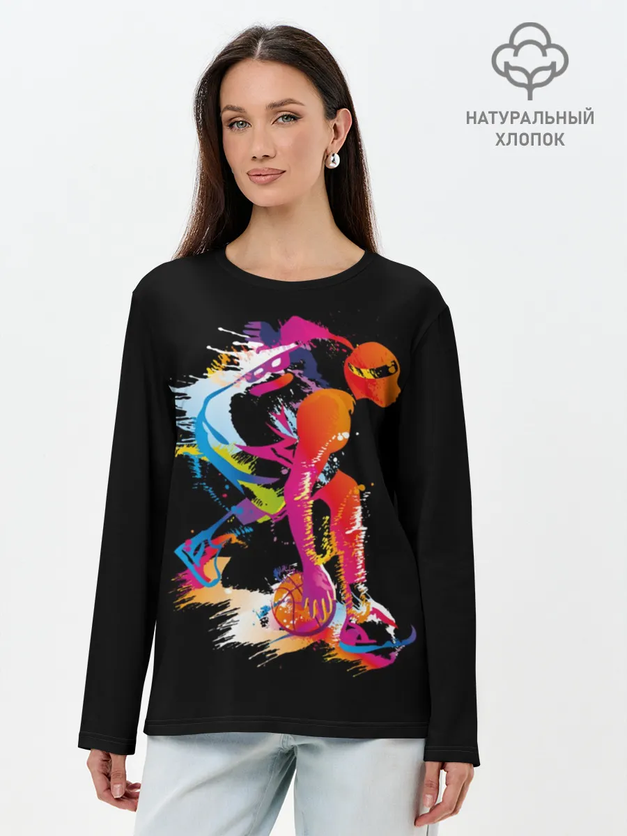 Лонгслив женский. Хлопок / Баскетбол