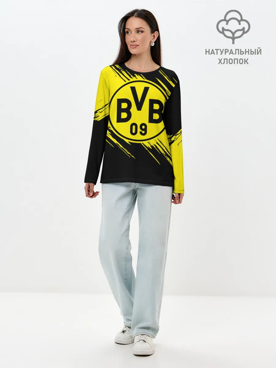 Лонгслив женский. Хлопок / Боруссия Дортмунд