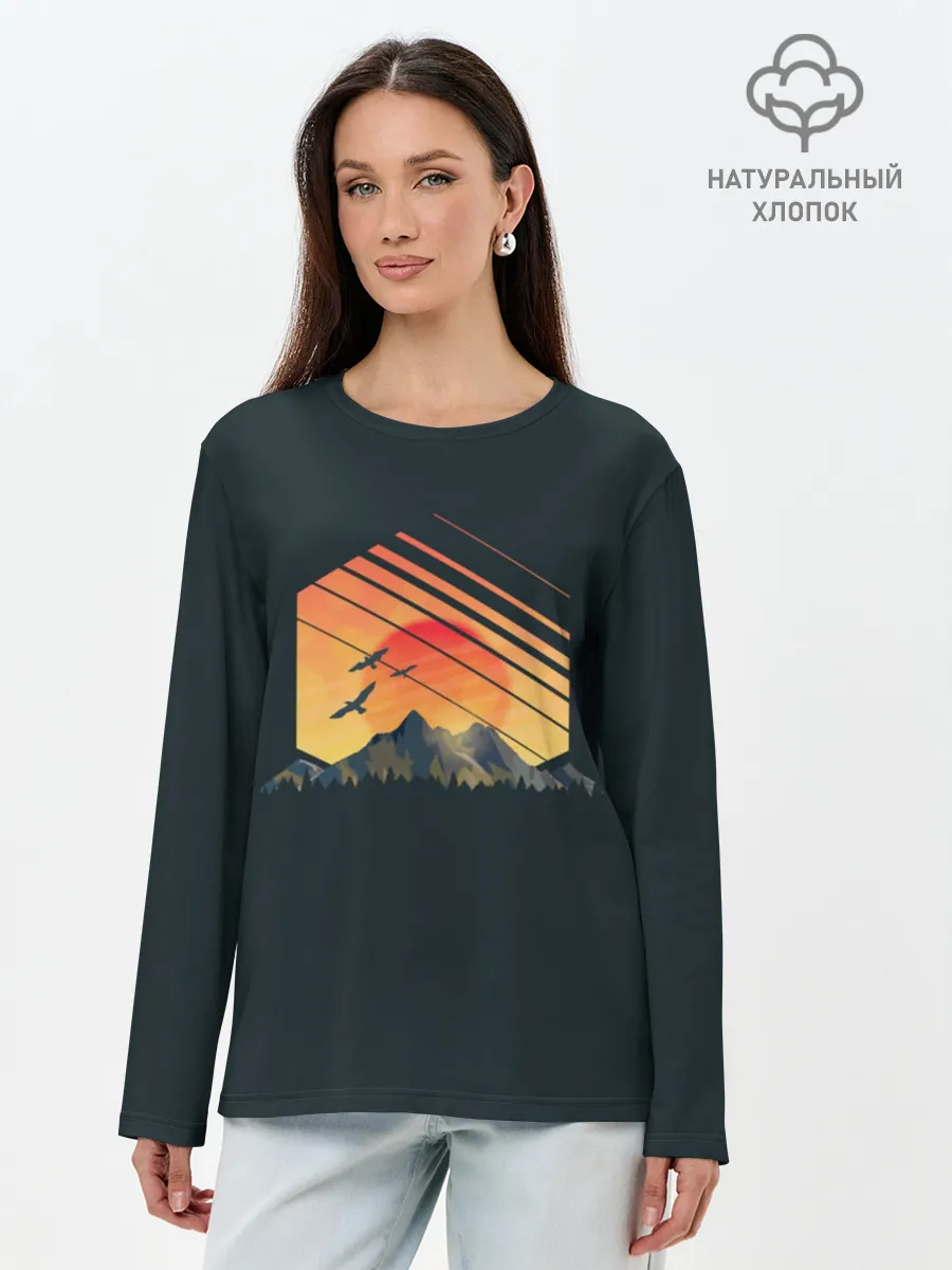 Лонгслив женский. Хлопок / Заход Солнца