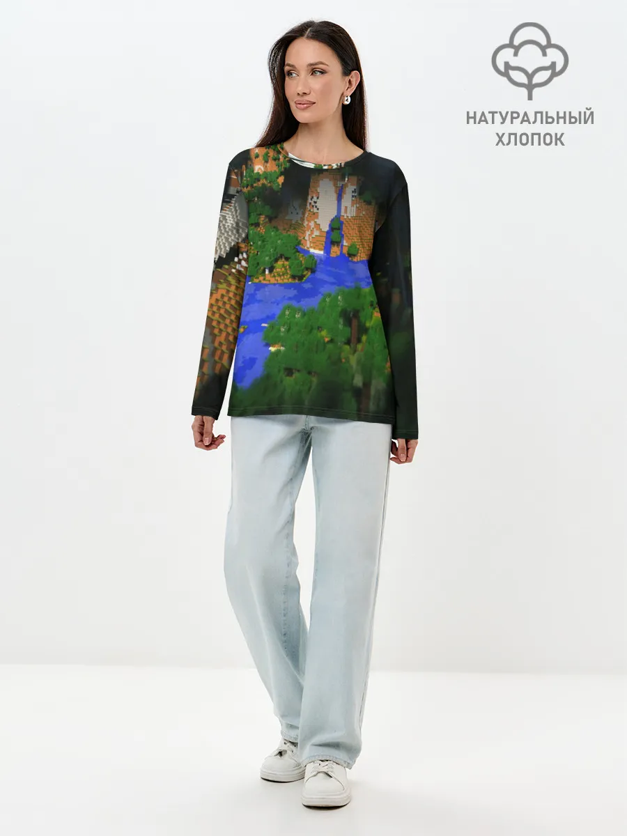 Лонгслив женский. Хлопок / Minecraft