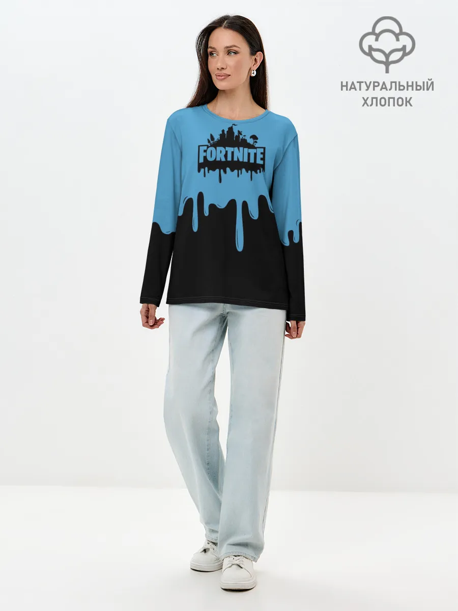 Лонгслив женский. Хлопок / FORTNITE - Black&Blue