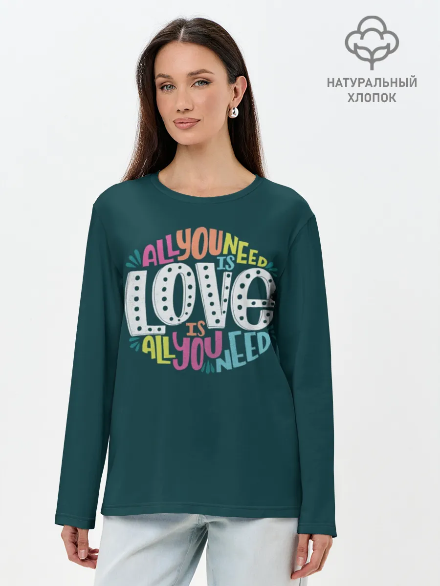 Лонгслив женский. Хлопок / All You Need is Love