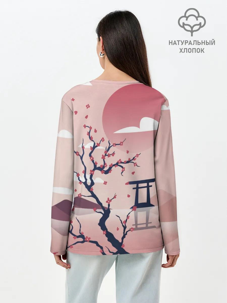 Лонгслив женский. Хлопок / Японский мотив
