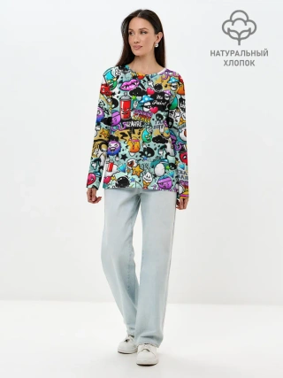Лонгслив женский. Хлопок / Стикерпак