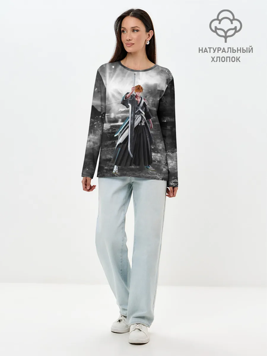 Лонгслив женский. Хлопок / Jump Force - Ichigo Kurosaki