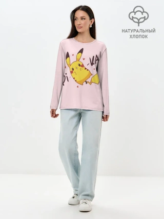 Лонгслив женский. Хлопок / Пикачу