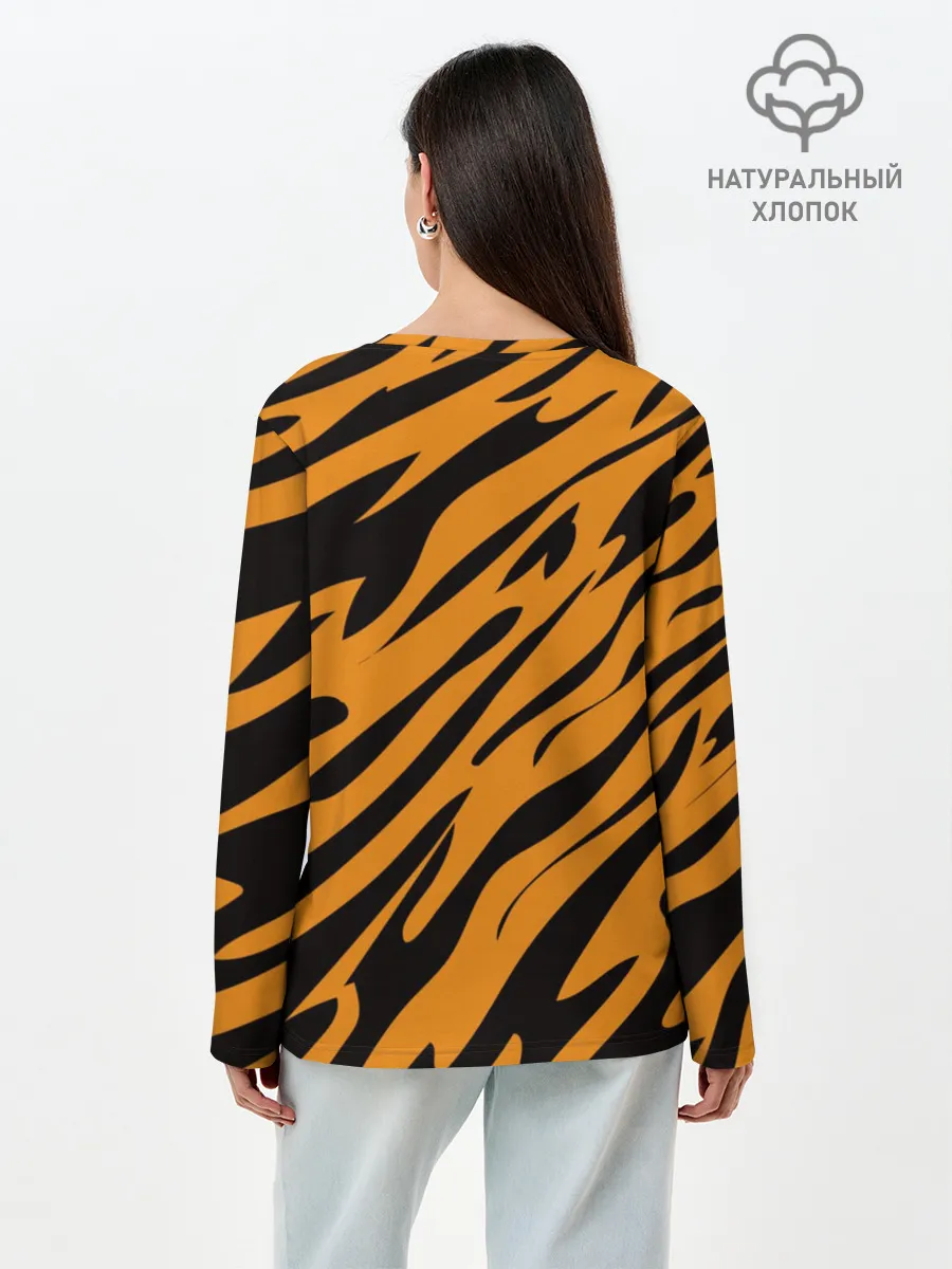 Лонгслив женский. Хлопок / Тигр