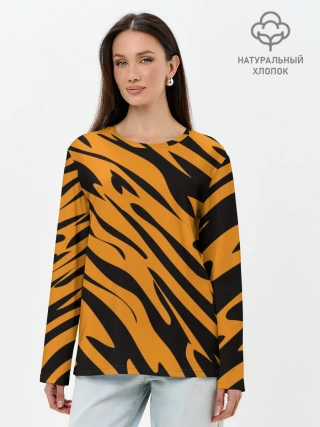 Лонгслив женский. Хлопок / Тигр