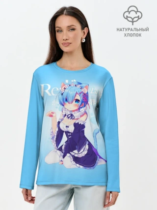 Лонгслив женский. Хлопок / Re:Zero. Рем
