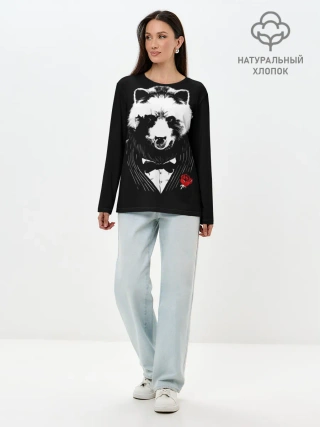 Лонгслив женский. Хлопок / Медведь авторитет