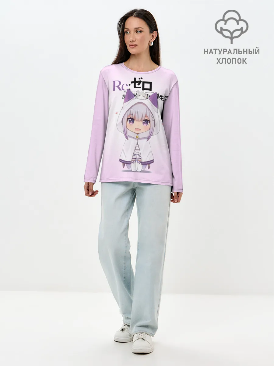 Лонгслив женский. Хлопок / Re:Zero. Эмилия