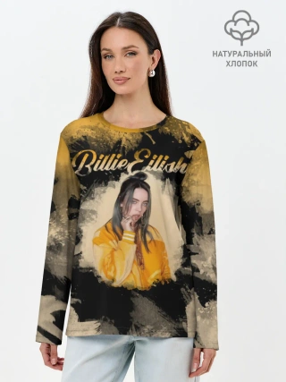 Лонгслив женский. Хлопок / Billie Eilish Акварель