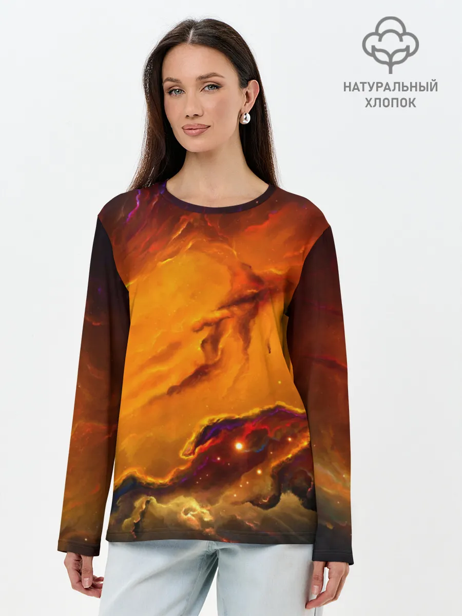 Лонгслив женский. Хлопок / Космос