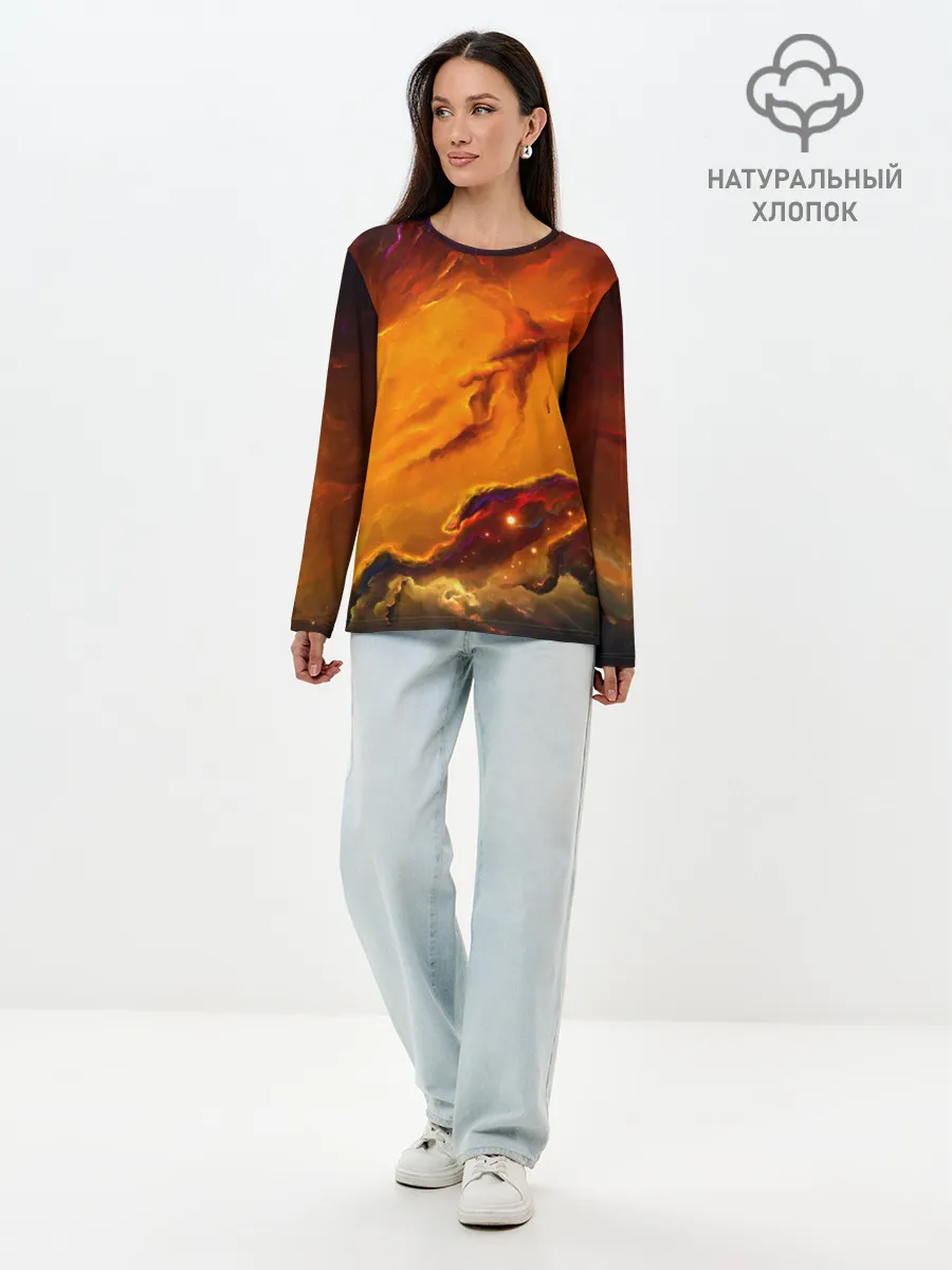 Лонгслив женский. Хлопок / Космос
