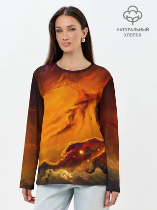 Лонгслив женский. Хлопок / Космос