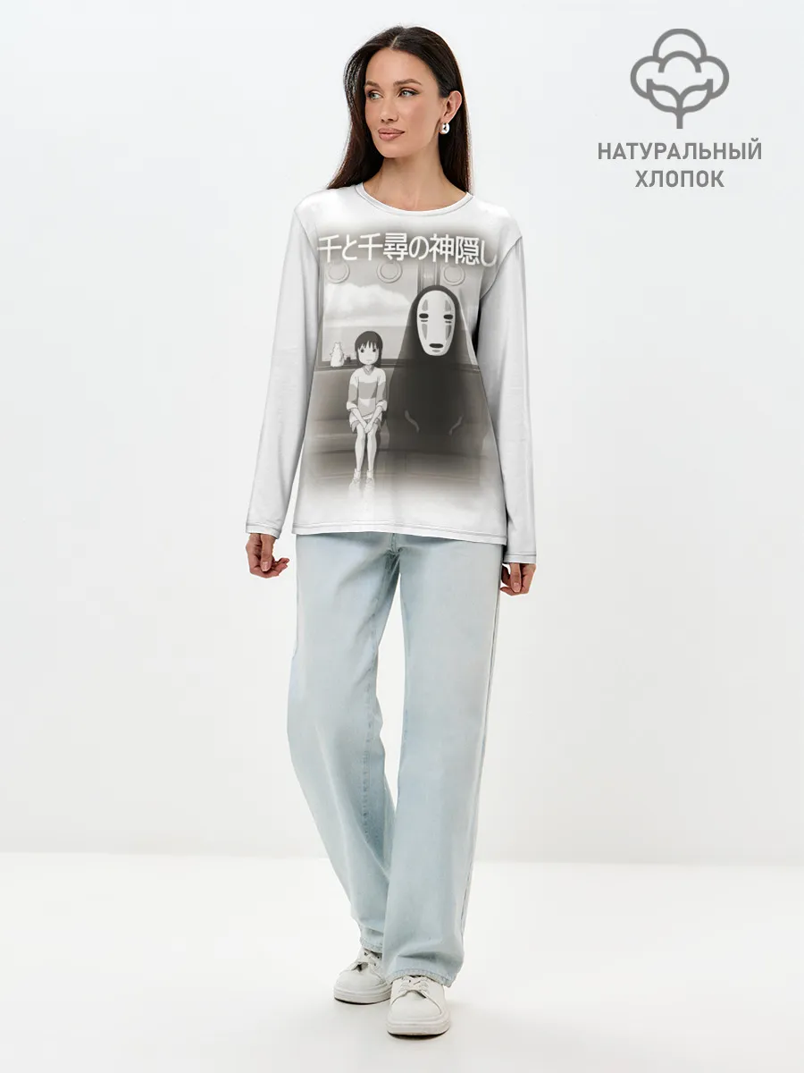 Лонгслив женский. Хлопок / Тихиро и Каонаси в поезде