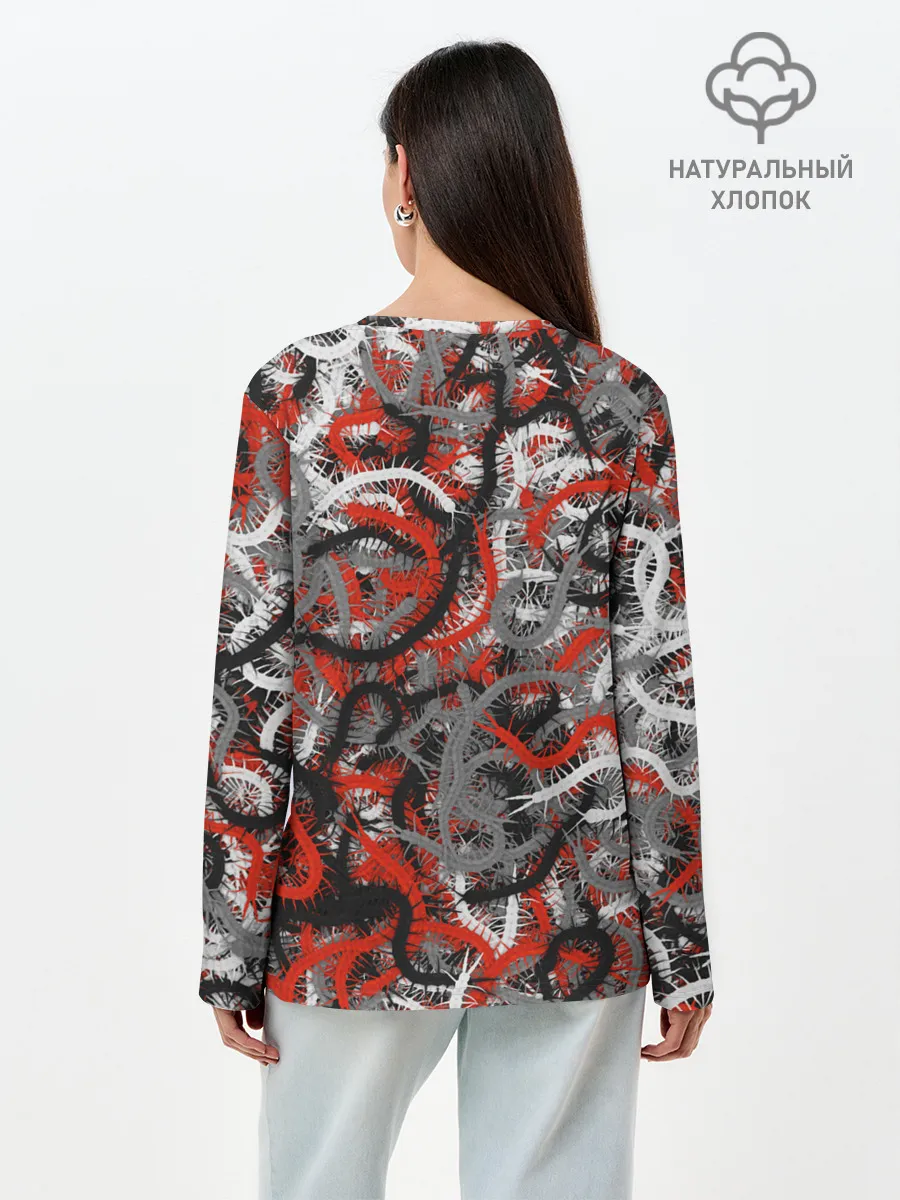 Лонгслив женский. Хлопок / Сколопендры