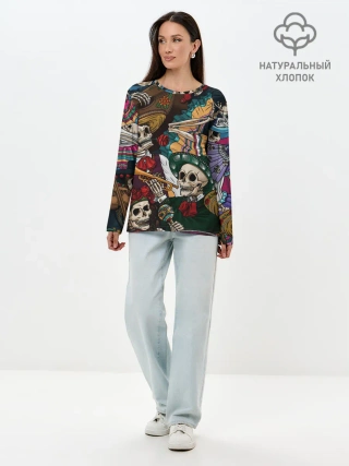 Лонгслив женский. Хлопок / Мексиканская Вечеринка