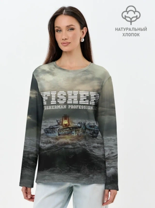 Лонгслив женский. Хлопок / Профессиональный рыбак