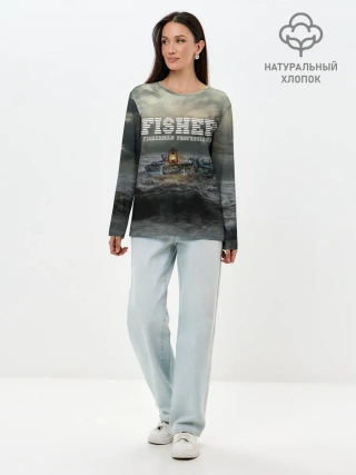 Лонгслив женский. Хлопок / Профессиональный рыбак