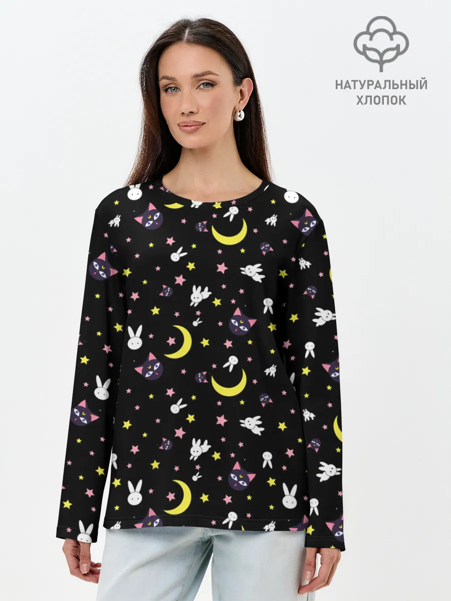 Лонгслив женский. Хлопок / Sailor Moon Pattern