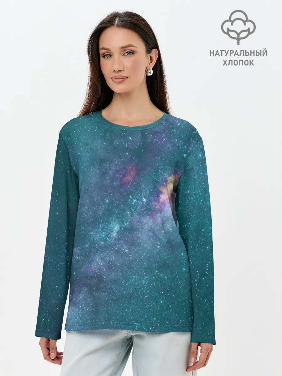 Лонгслив женский. Хлопок / Млечный путь