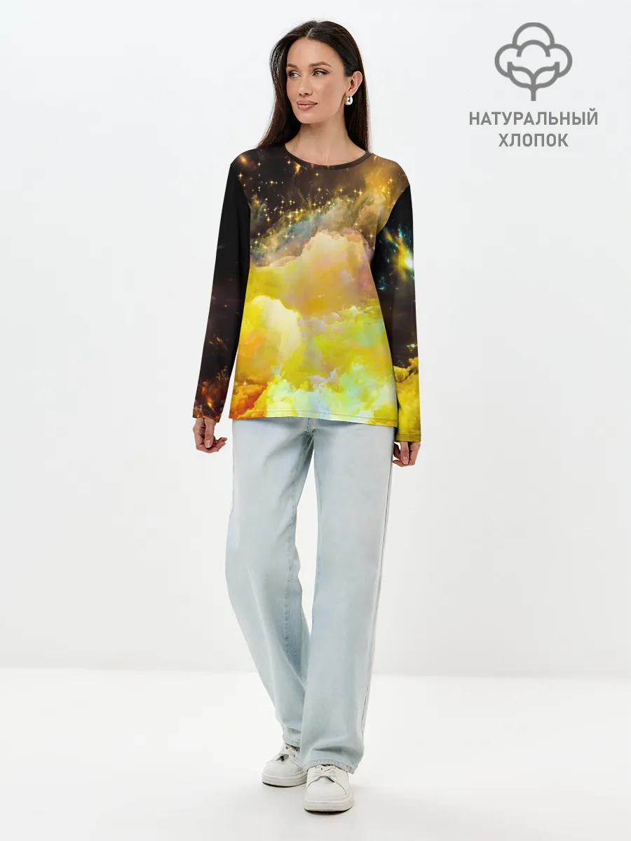 Лонгслив женский. Хлопок / Желтая краска