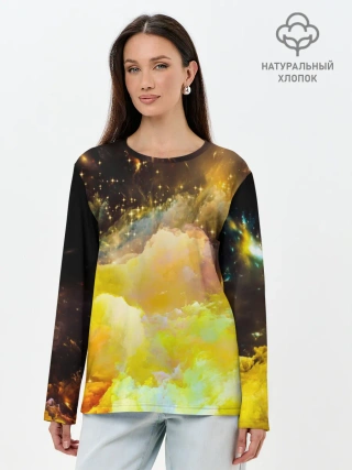 Лонгслив женский. Хлопок / Желтая краска