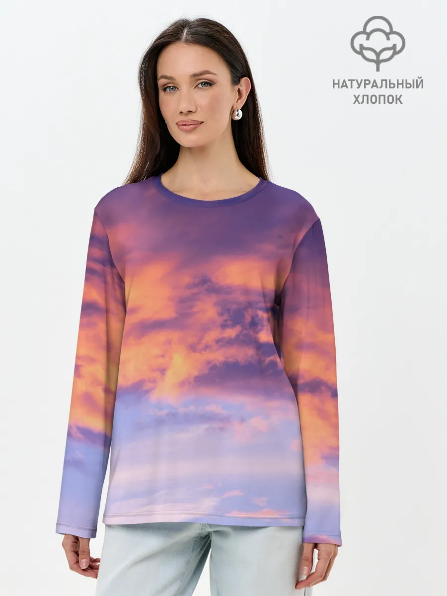 Лонгслив женский. Хлопок / В небе