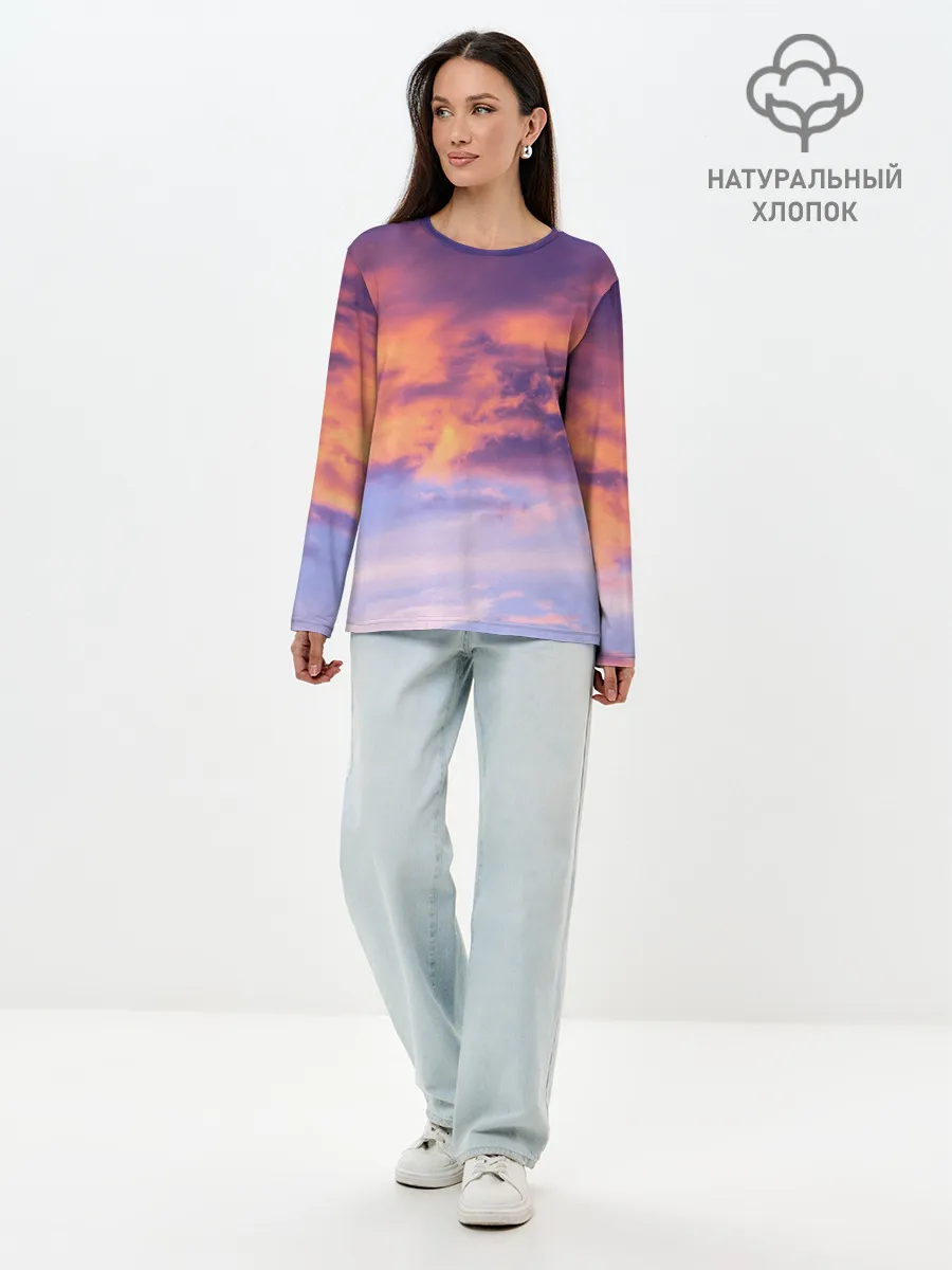 Лонгслив женский. Хлопок / В небе
