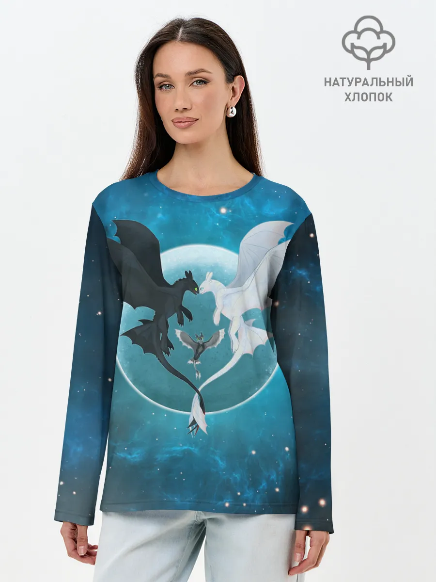 Лонгслив женский. Хлопок / ночная фурия