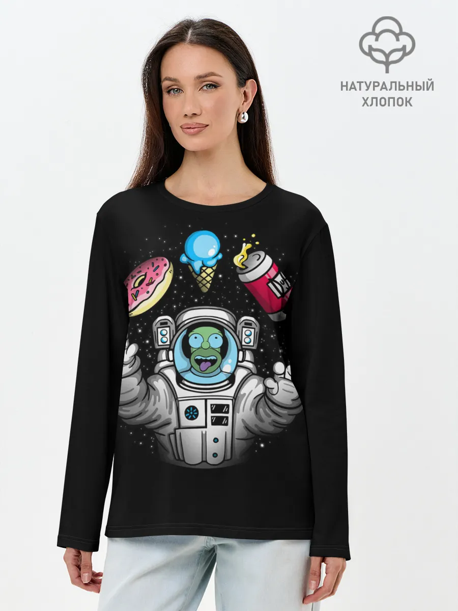 Лонгслив женский. Хлопок / Гомер в космосе