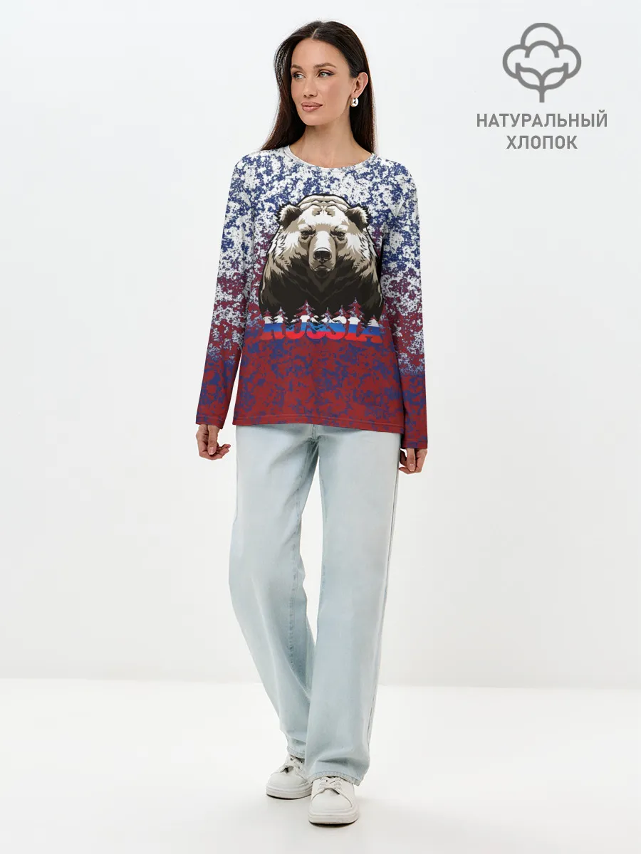 Лонгслив женский. Хлопок / Русский медведь