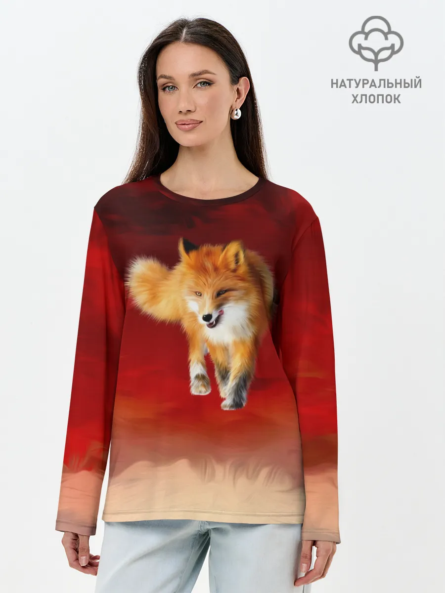 Лонгслив женский. Хлопок / Огненная Лиса