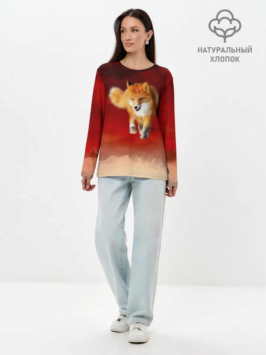 Лонгслив женский. Хлопок / Огненная Лиса