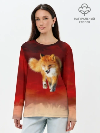 Лонгслив женский. Хлопок / Огненная Лиса