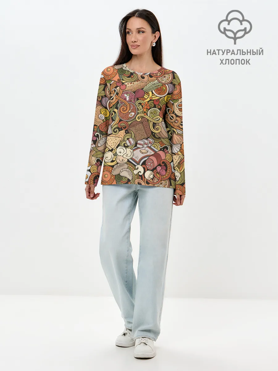 Лонгслив женский. Хлопок / Русская еда