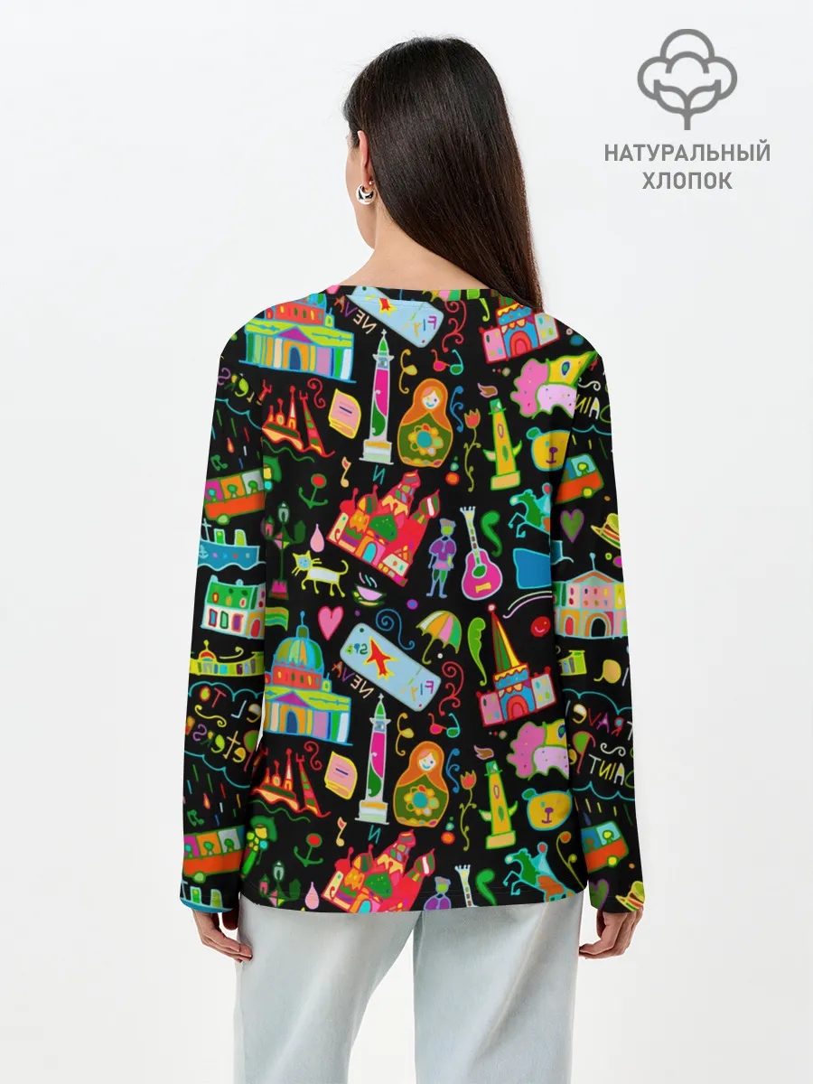 Лонгслив женский. Хлопок / Travel to Saint Petersburg