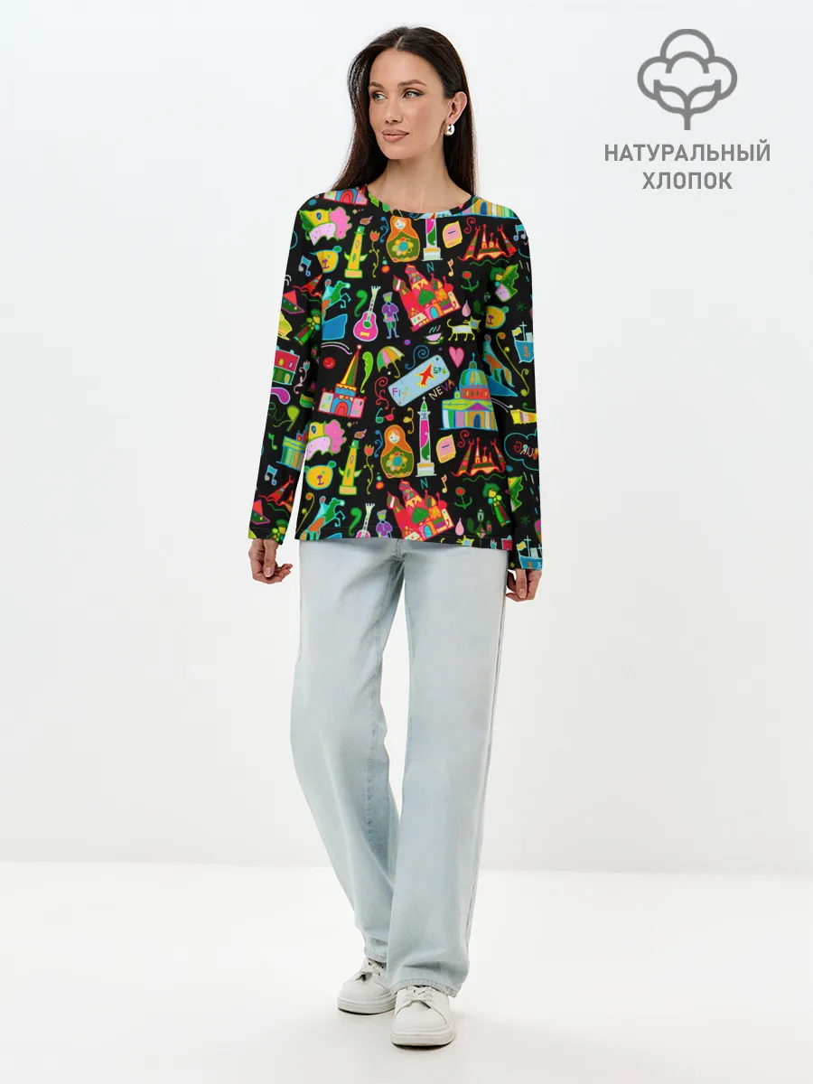 Лонгслив женский. Хлопок / Travel to Saint Petersburg