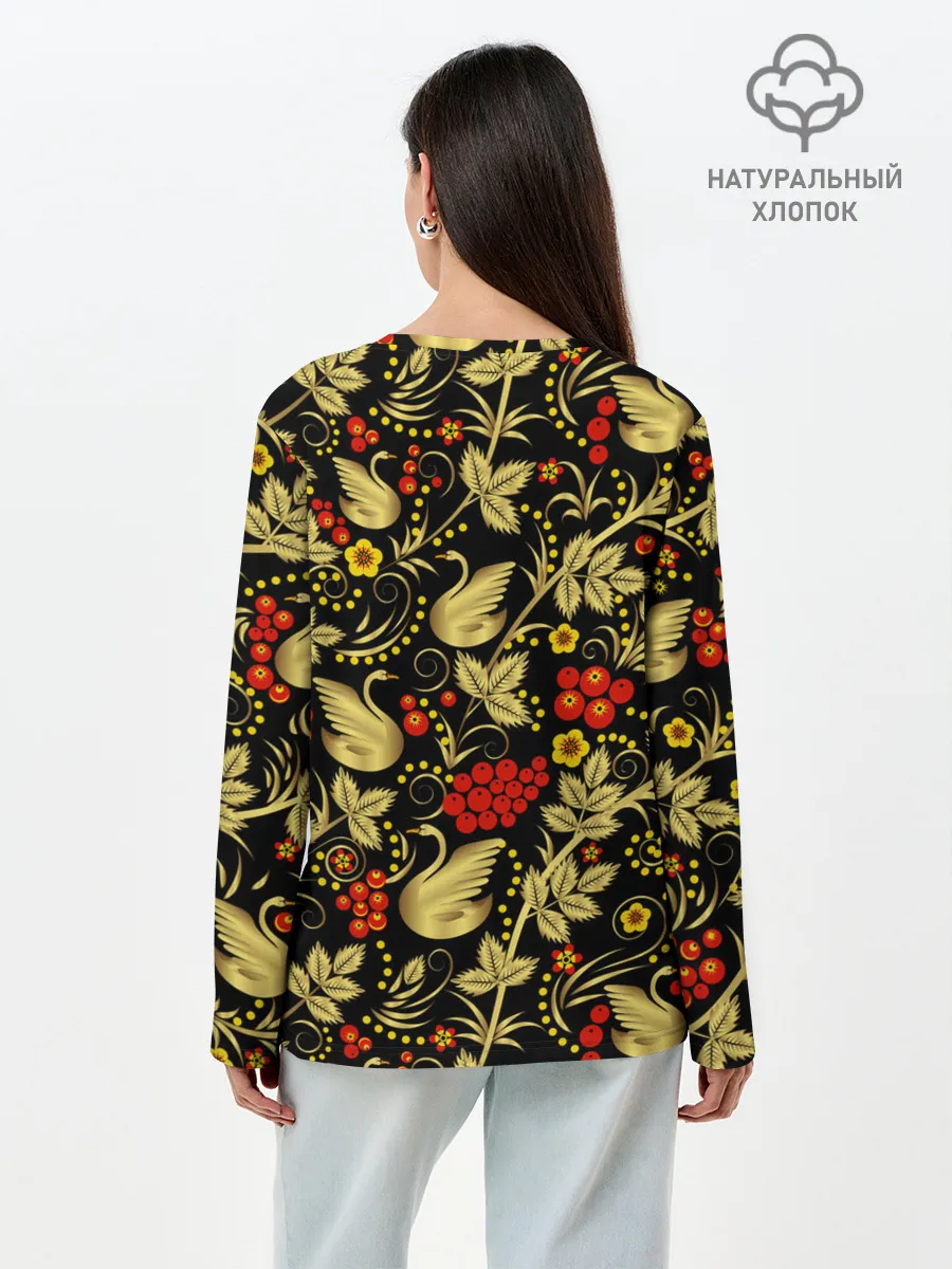 Лонгслив женский. Хлопок / Хохлома