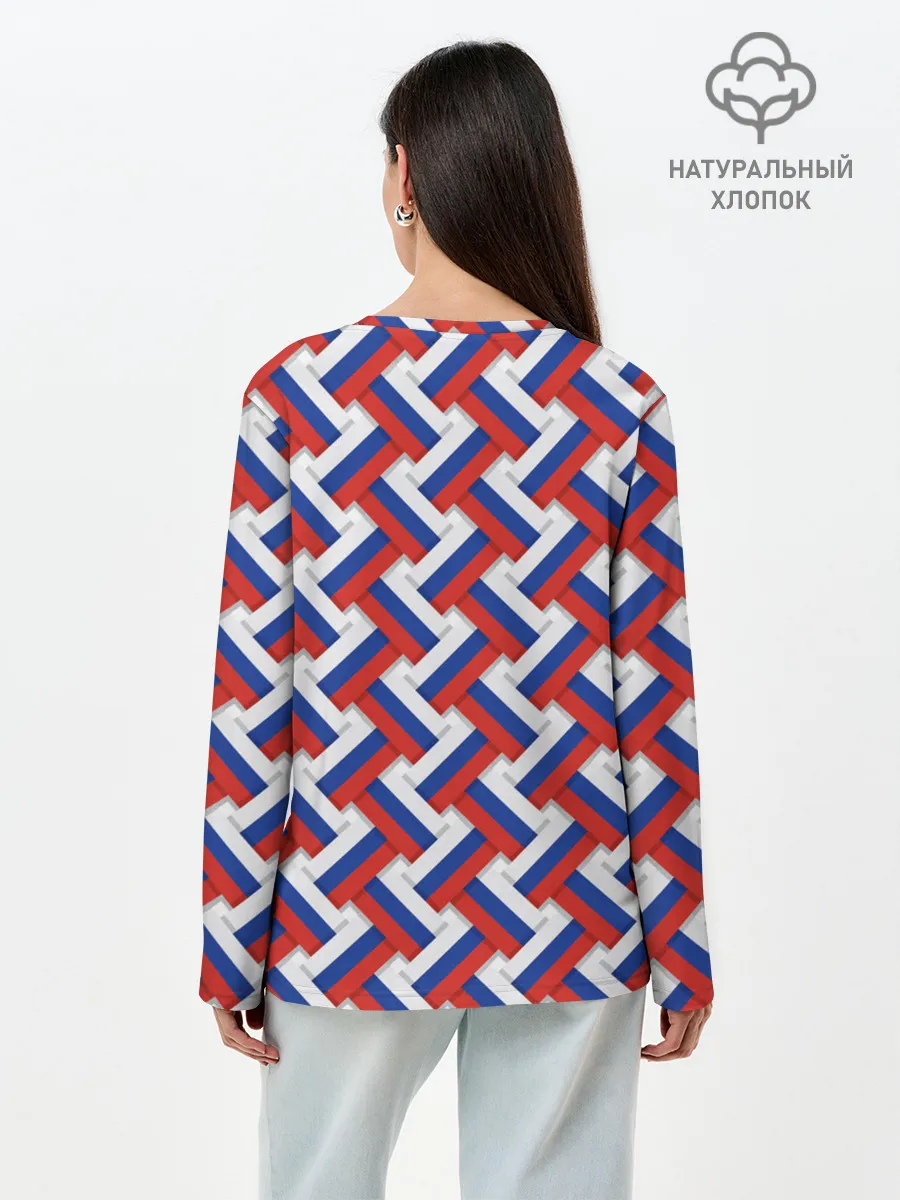 Лонгслив женский. Хлопок / Российская плетёнка