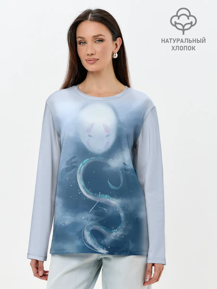 Лонгслив женский. Хлопок / Безликий бог следит за Хаку