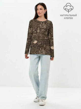 Лонгслив женский. Хлопок / Старая рукопись путешественник