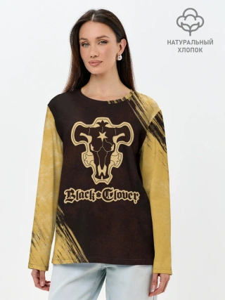 Лонгслив женский. Хлопок / Черный Клевер